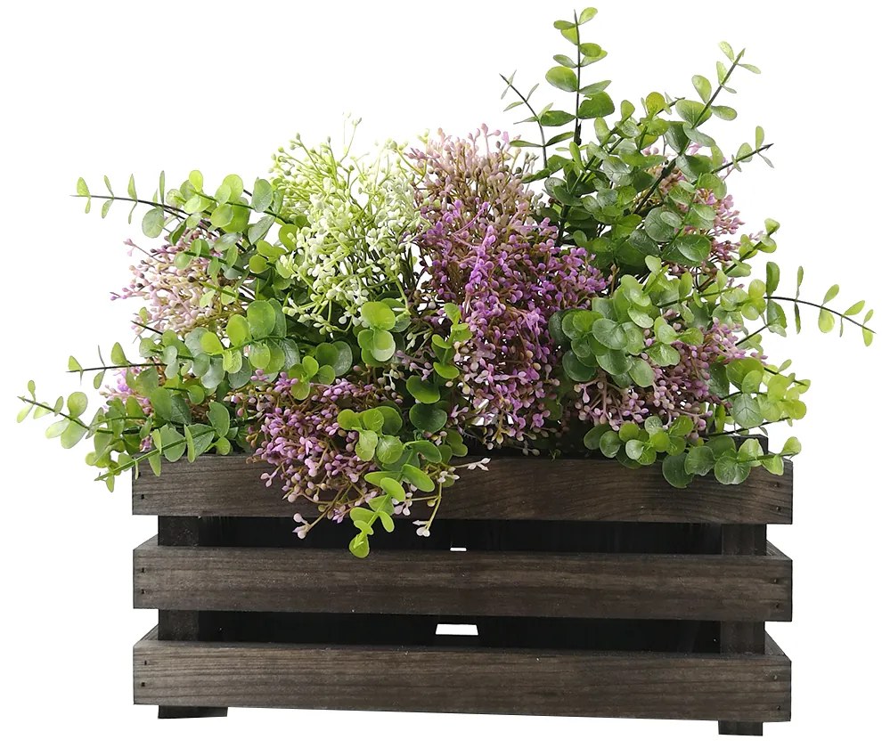 AMADEA Drevený obal na dva kvetináče - tmavý, 32x17x15cm, drevený kvetináč Český výrobok