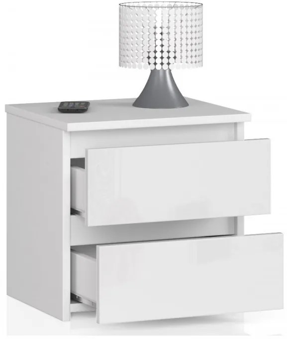 Nočný stolík CL2 2SZ CLP biely, lesk