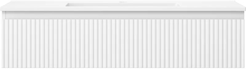 Mexen Rivel, kúpeľňová skrinka 100 cm s umývadlom Otis, 1 zásuvka, drážkovaná, biela matná, 91A20-10023-1-BF01-W18M01