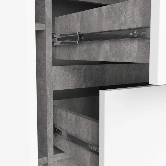Komoda K100 2D 3SZ betón / biela