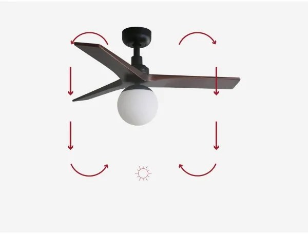 FARO 34278-11L - Stropný ventilátor KLIM S 1xE27/15W/230V orech/čierna + DO