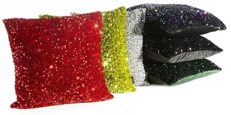 DECOREUM Dekoračná obliečka na vankúš, zdobená flitrami 45 cm x 45 cm zelená 100 % polyester 64474