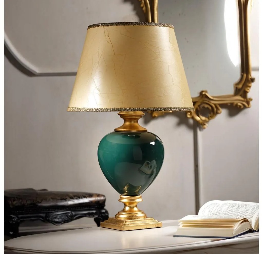 ONLI - Stolná lampa AMADEUS 1xE27/15W/230V 72 cm zelená/zlatá