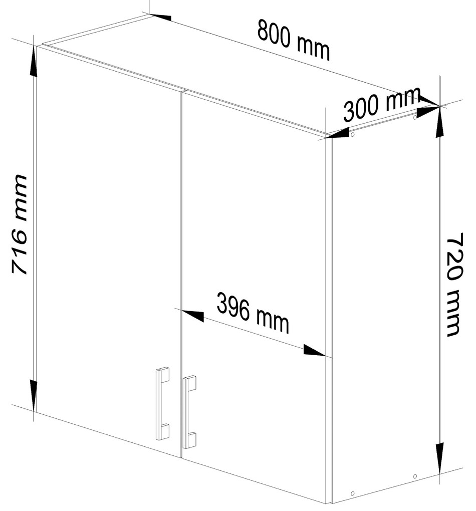 Horná kuchynská skrinka Lula W80 H720 (biela + dub sonoma). Akcia -18%. Vlastná spoľahlivá doprava až k Vám domov. 1068933