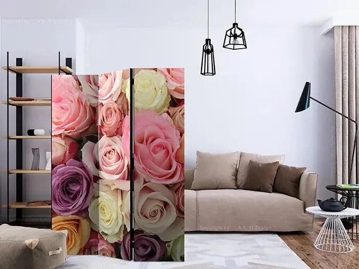 Paraván - Pastel roses [Room Dividers] Veľkosť: 135x172, Verzia: Obojstranný