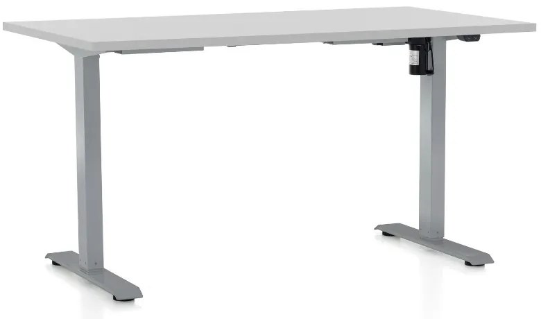 Výškovo nastaviteľný stôl OfficeTech A, 120 x 80 cm, sivá podnož, svetlo sivá