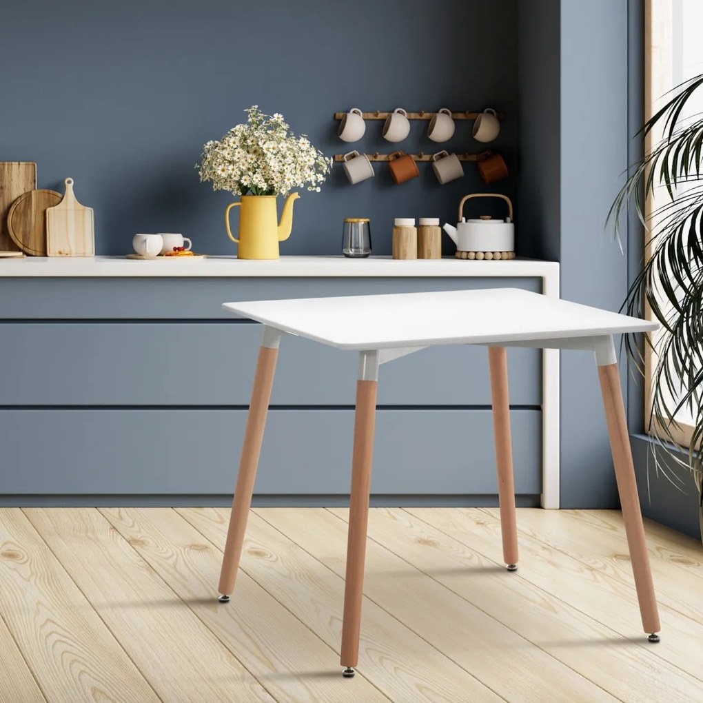 Stôl drevený Viborg 80 natura / biela - v75 x 80 x 80 cm