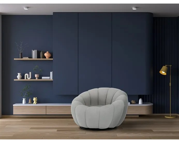 BONTEC Otočné kreslo, sivá látka, AK-341 GREY2 Farba: Biela