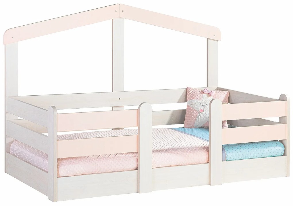 Detská posteľ 90x190 Boom - breza/ružová