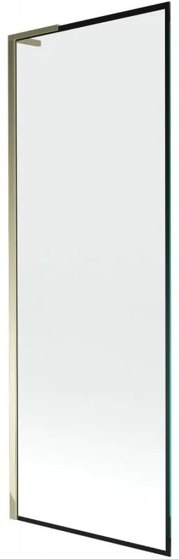 Mexen Next L, 1-krídlová vaňová zástena 70 x 150 cm, 6mm číre sklo-čierny vzor, zlatý lesklý profil, 895-070-000-03-70-50