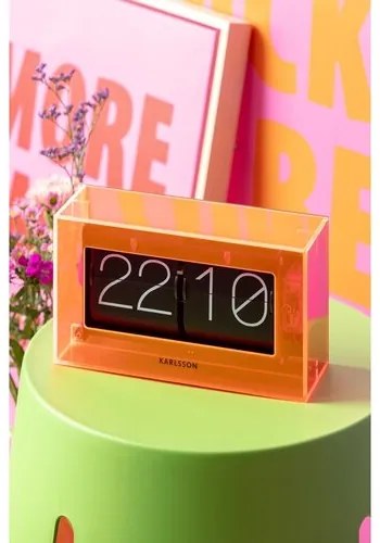Karlsson 5976OR dizajnové nástenné/stolovépreklápacie hodiny oranžové, 21 cm