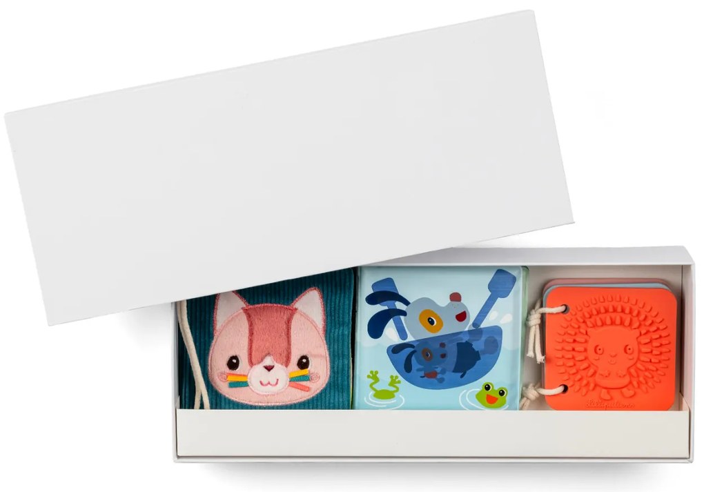 Lilliputiens – súprava 3 senzorických knižiek – mačička Jeanne