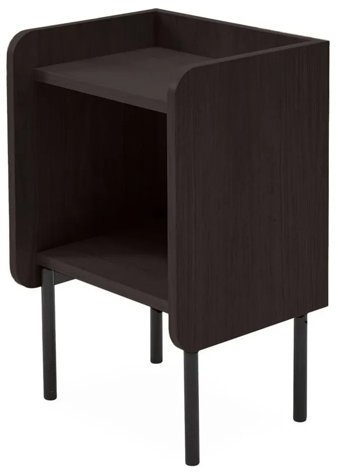 Čierny nočný stolík v dekore duba s poličkami Wrap – Bonami Selection