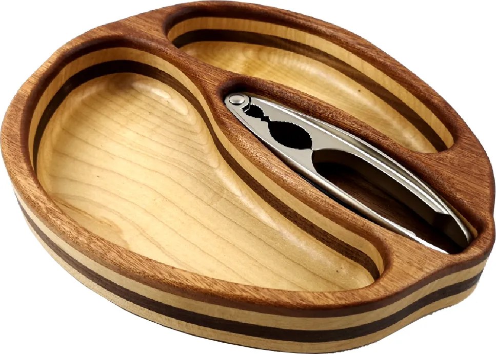 AMADEA Drevená miska skladaná v tvare orecha s luskáčikom, masívne drevo 3 druhy, rozmer 28x23x4, 50 cm