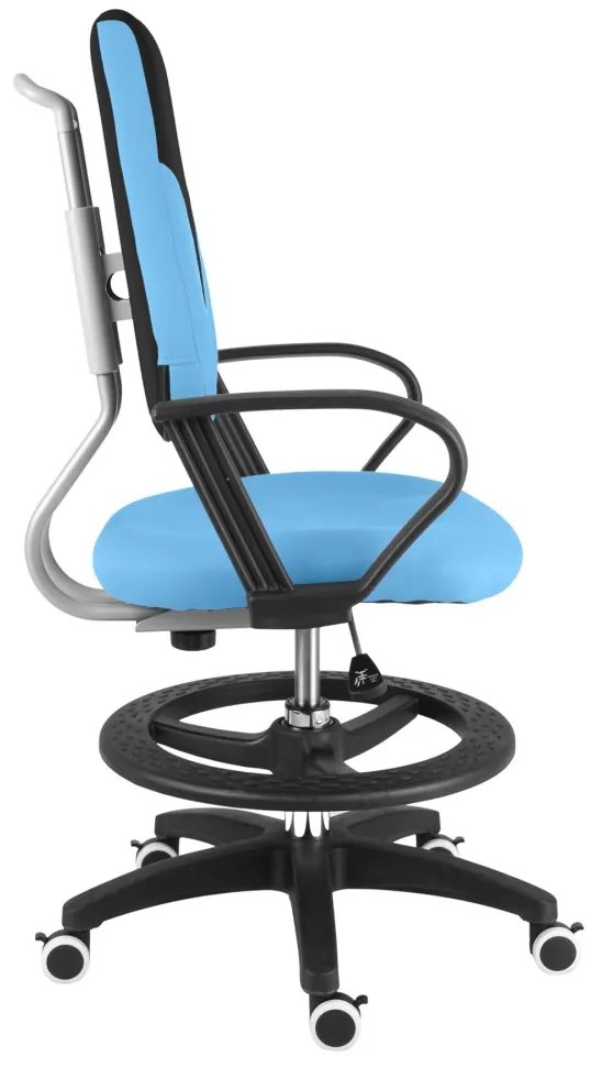 Detská rastúca stolička Neoseat KINDER — látka, čierna / svetlo modrá