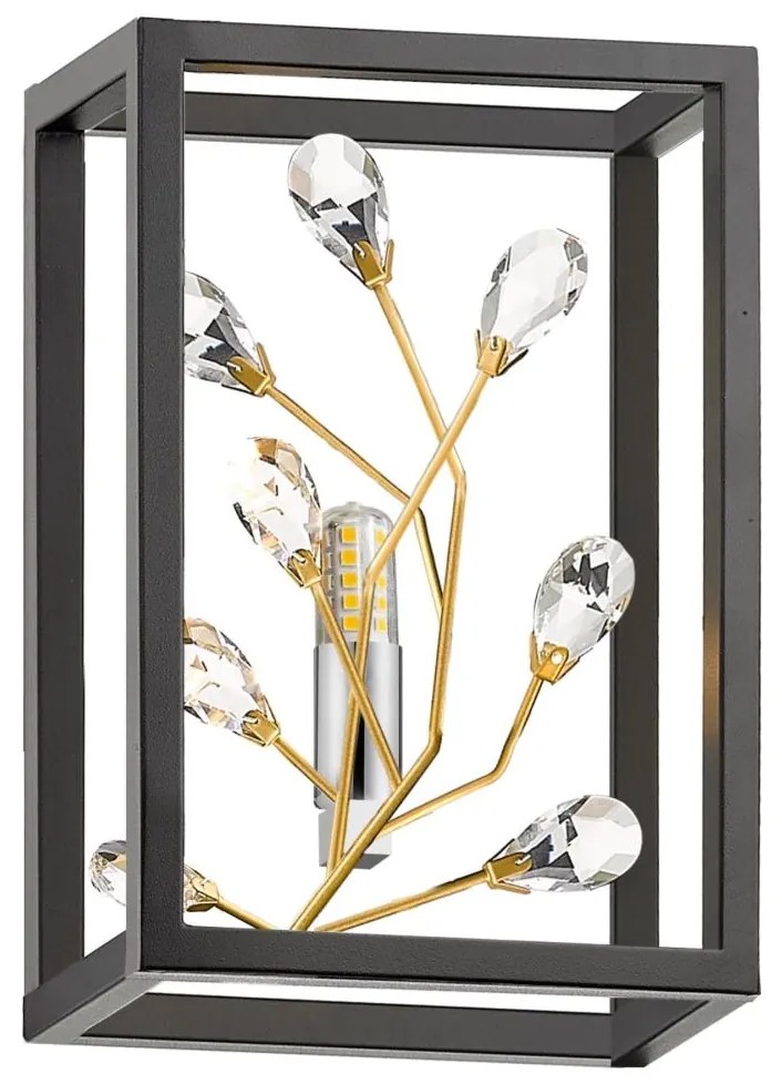 Zuma Line W0578-01A-B5TF - Nástenné svietidlo SPRING 1xG9/33W/230V čierna/zlatá