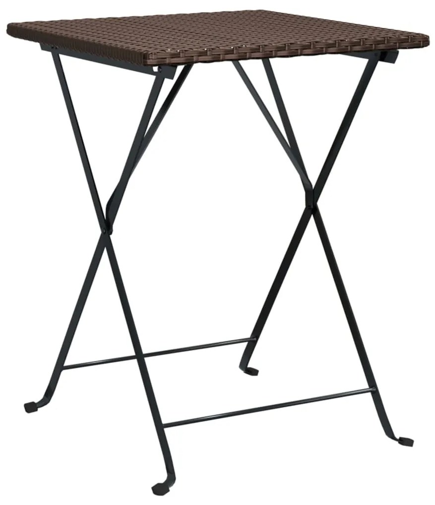 vidaXL Skladací bistro stôl hnedý 55x54x71 cm polyratan