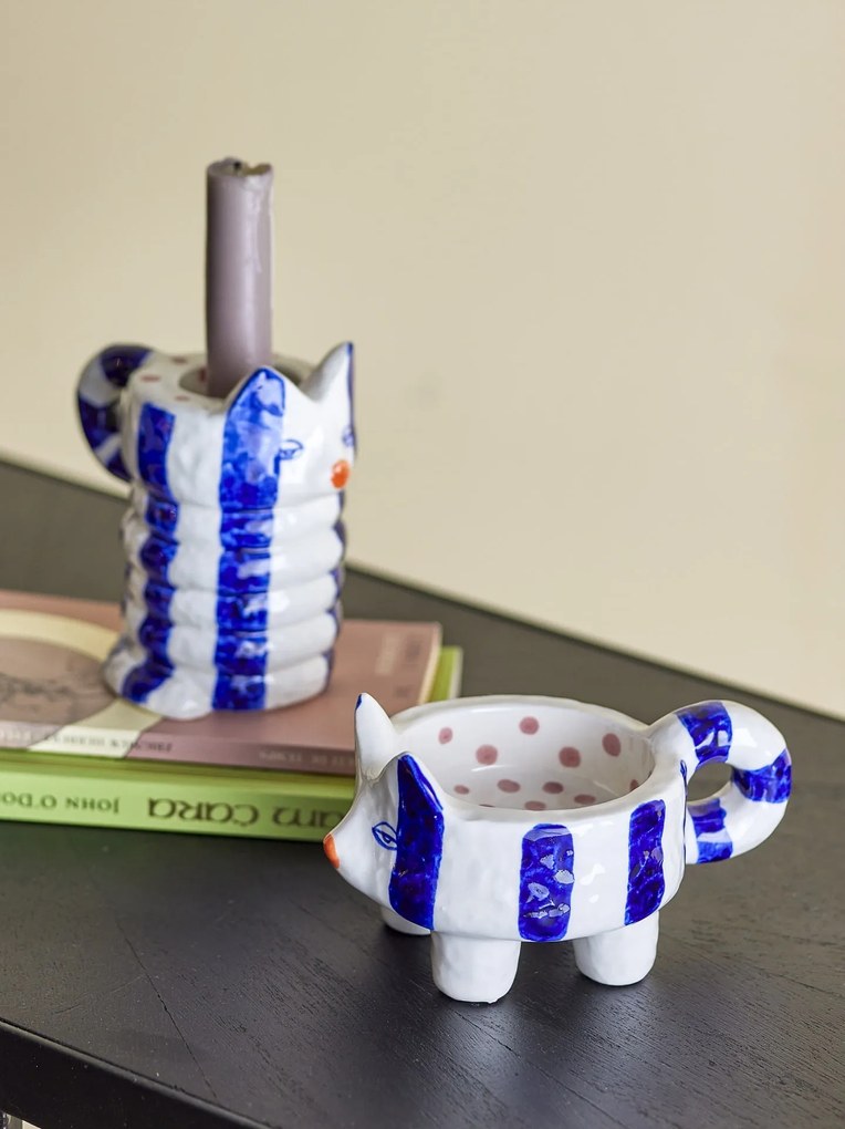 Bloomingville Keramický svietnik Caty Blue – sada 2 ks