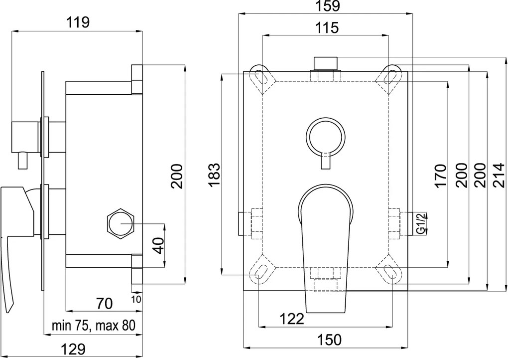 Novaservis Nobless Heda, podomietková batéria pre 2 spotrebiče s telesom, chrómová, BOX40051R,0
