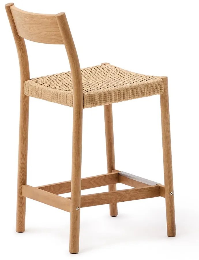 Barová stolička z dubového dreva v prírodnej farbe (výška sedadla 65 cm) Yalia – Kave Home