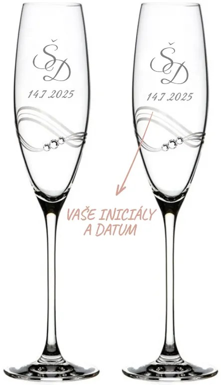 Dekorant Svadobné poháre na šampanské Desire s krystaly Swarovski 2KS VARIANTA 1