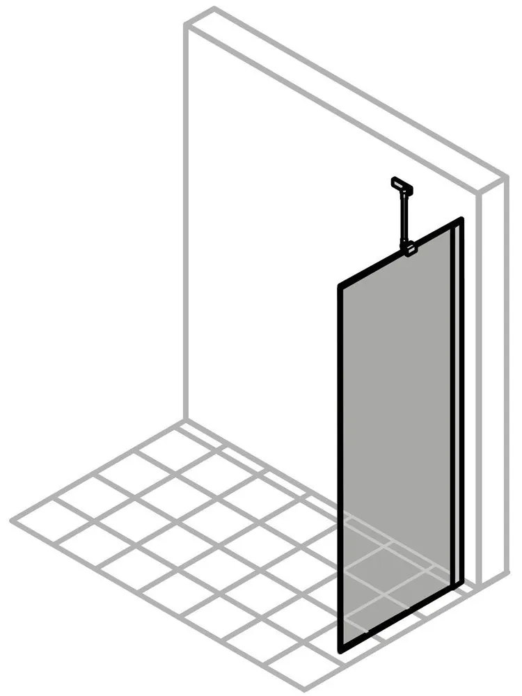 HÜPPE Design Pure samostatne stojaca bočná stena, šírka 900 mm, výška 2000 mm, rohová vzpera, farba Black Edition, sklo číre, 8P1122123321