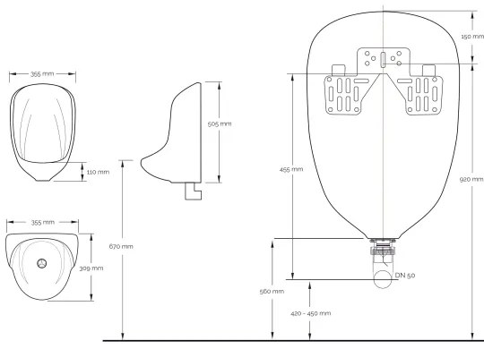 EcoStep 30013 - Bezvodný pisoár P10 keramika/biela