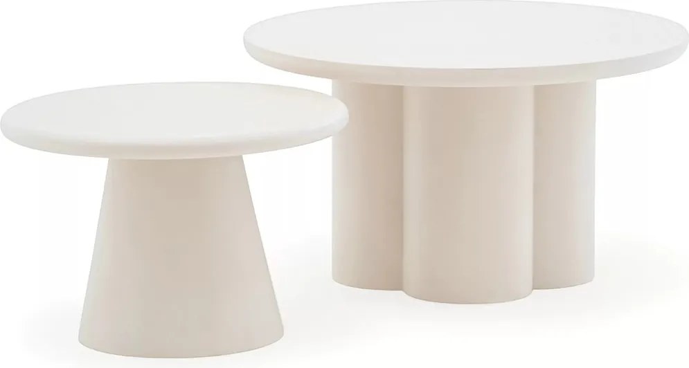 Súprava konferenčných stolíkov Clav 60 cm a Cylindus 80 cm - béžový