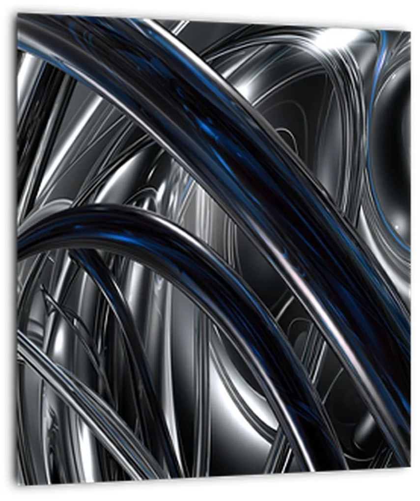 Obraz sivej abstrakcie s modrou (30x30 cm)