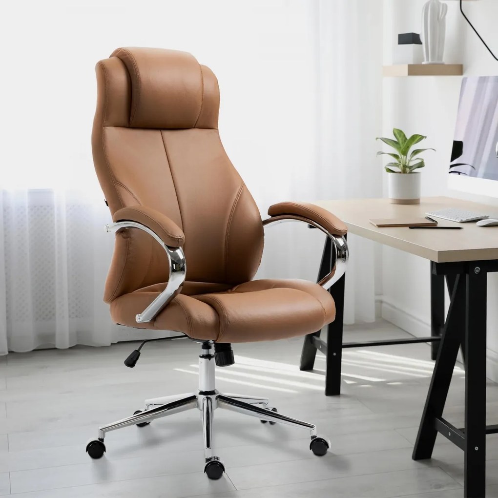 Design-Shop Kancelárska stolička Salford - koža - Svetlo Hnedá