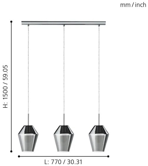 Eglo 96774 - Závesné svietidlo MURMILLO 3xE27/28W/230V