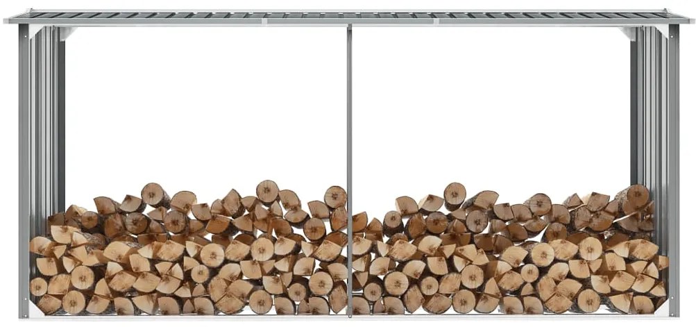 Záhradná kôlňa na drevo galvanizovaná oceľ 330x92x153 cm sivá 44860