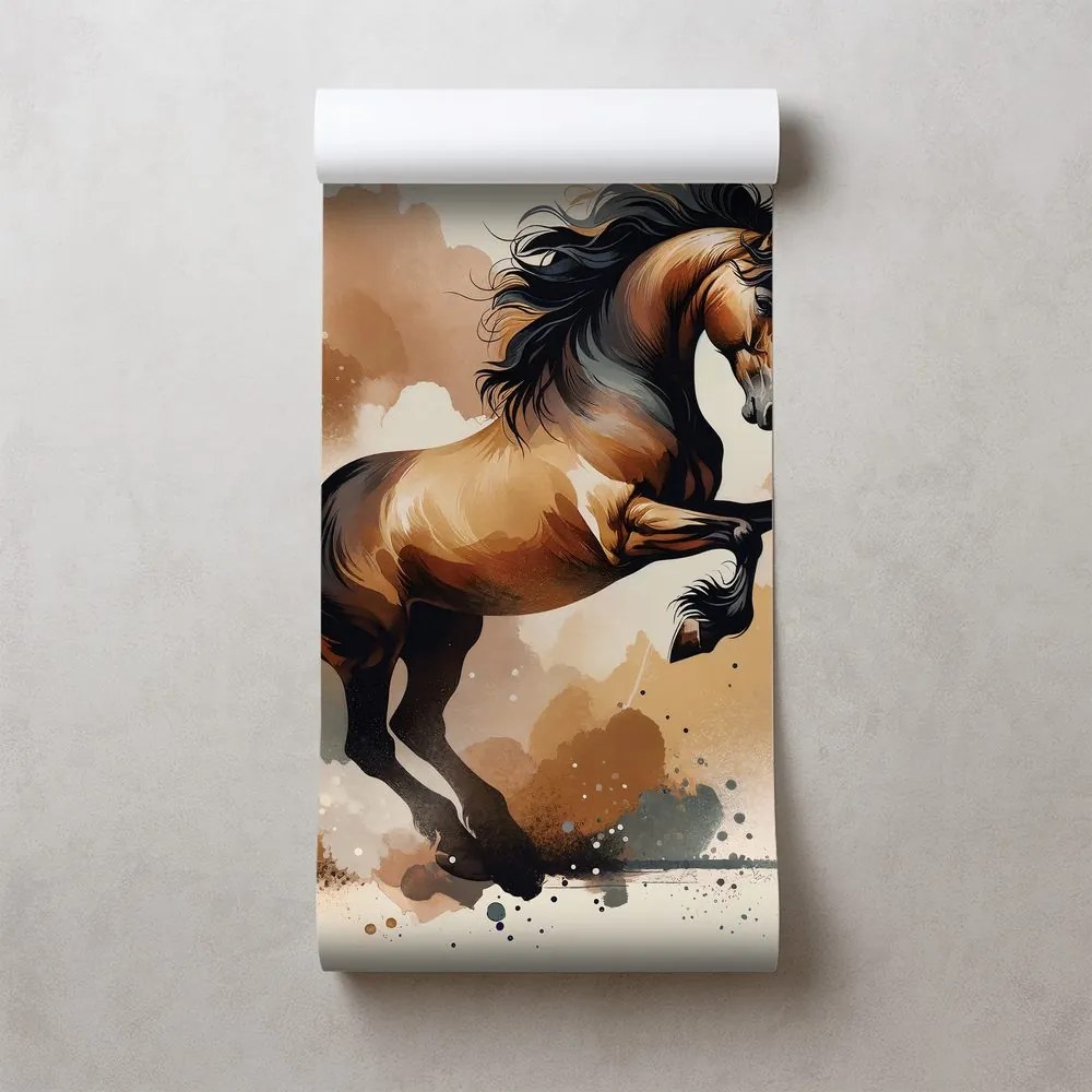 Tapeta dynamický hnedý kôň v pohybe