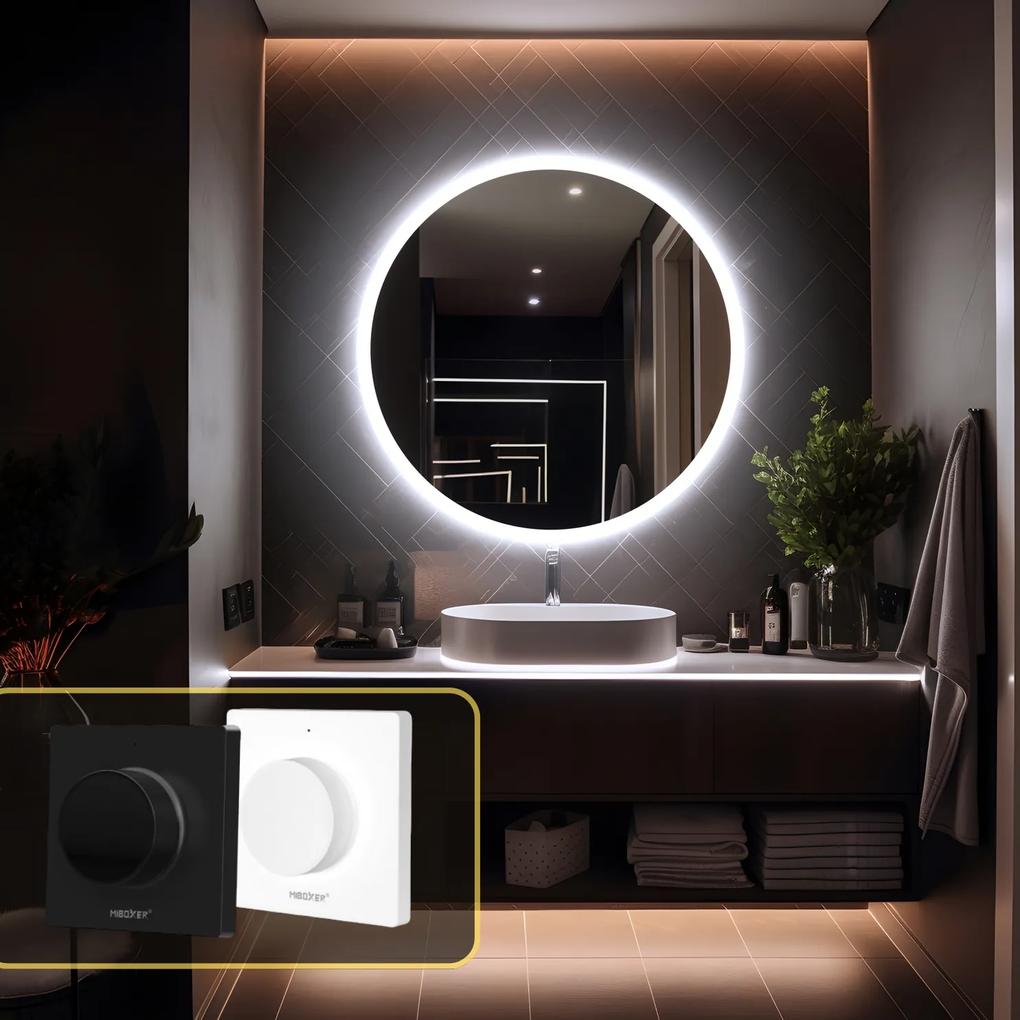 LED zrkadlo okrúhle Classico ⌀80cm studená biela - diaľkový ovládač Farba diaľkového ovládača: Čierna