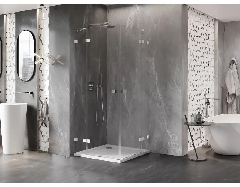 Mexen Lunar Duo, výklopný sprchový kút 115 x 115 cm, 8mm číre sklo, chrómový profil, 834-115L-115P-01-00