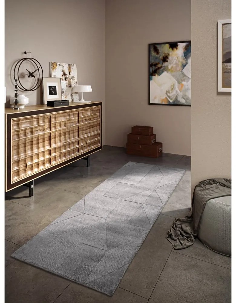 Sivý ručne tkaný vlnený behúň 80x250 cm Ursule – Villeroy&amp;Boch
