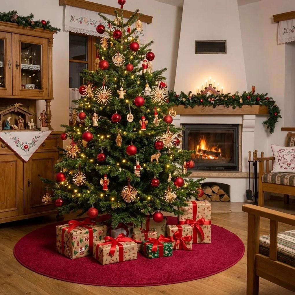 Vopi, DOPREDAJ: 100x100 (průměr) kruh cm Vánoční kusový koberec Eton vínově červený kruh, 100x100 (priemer) kruh, červená, detská izba