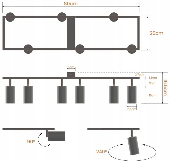 Bodové svietidlo 6xGU10/30W/230V biele