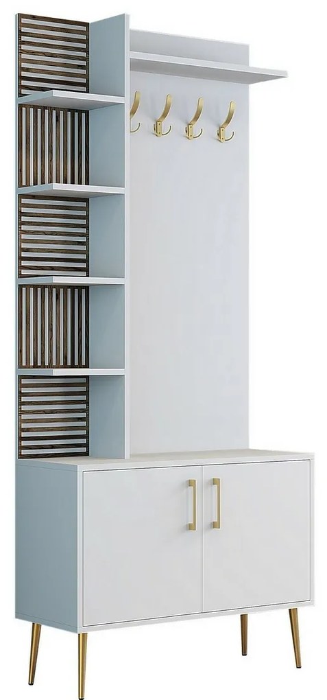 Vešiak s botníkom a policami Viyana White and Gold