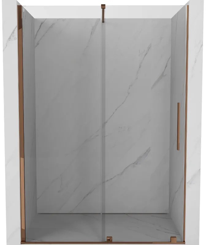 Mexen Velar, posuvné dvere do otvoru 140x200 cm, 8mm číre sklo, ružové zlato, 871-140-000-01-60