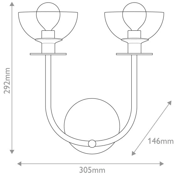 Alora Mood ALM-SYLVIA-2WB-BK-CL - Nástenné svietidlo SYLVIA 2×E14/40W/230V čierne