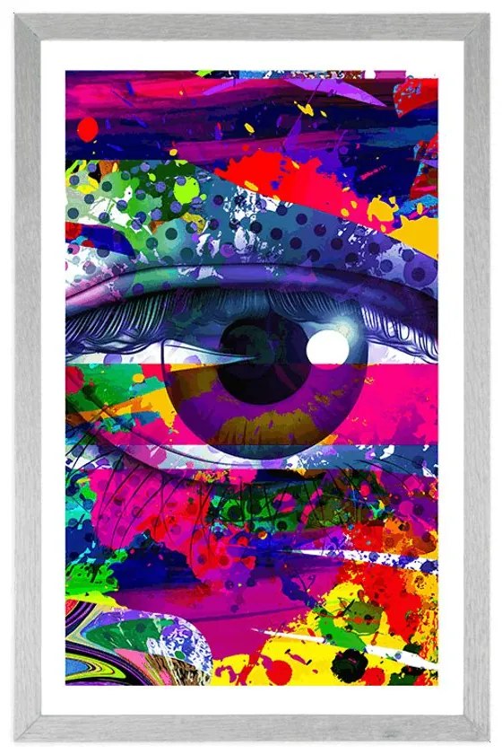 Plagát s paspartou ľudské oko v pop-art štýle - 30x45 white