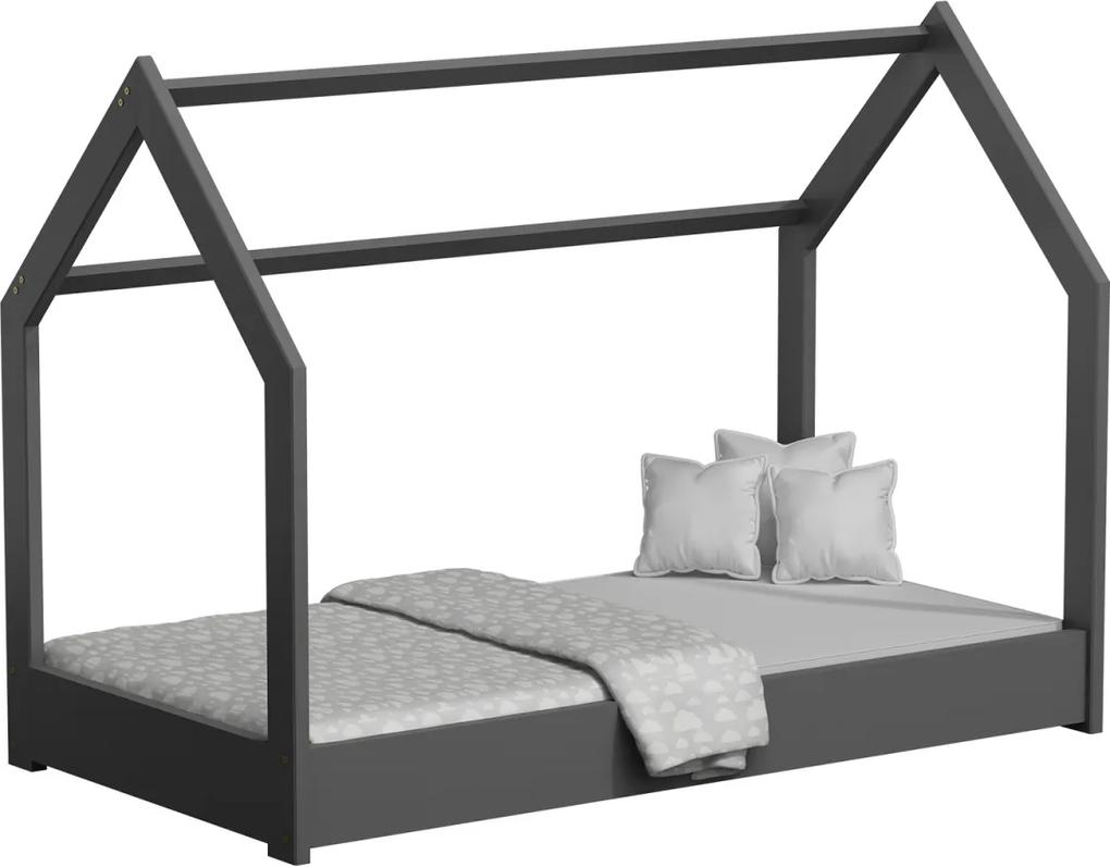 AMI nábytok Detská posteľ DOMČEK D1 80x160cm masív šedá