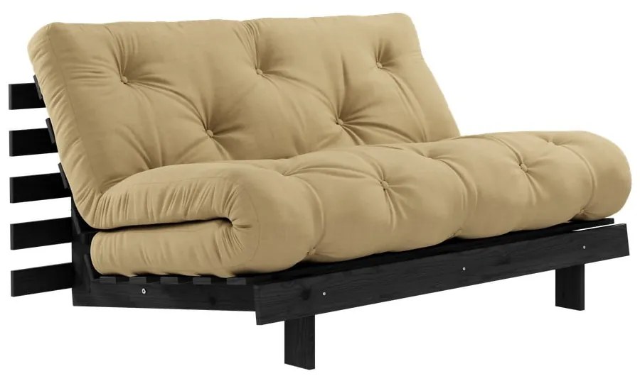 Rozkladacia pohovka v horčicovej farbe 140 cm Roots Black Night – Karup Design
