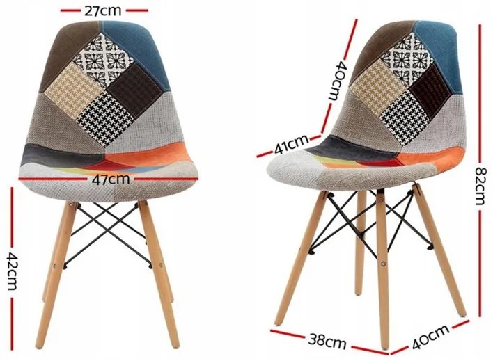 ShopJK STOLIČKA PATCHWORK MODRÁ, ŠKANDINÁVSKY ŠTÝL