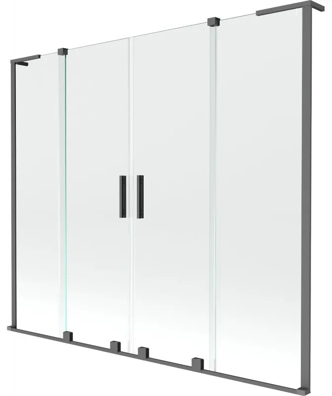 Mexen Velar L Duo, 2-krídlová posuvná vaňová zástena 200 x 150 cm, 8mm číre sklo, grafitová, 896-200-003-02-95