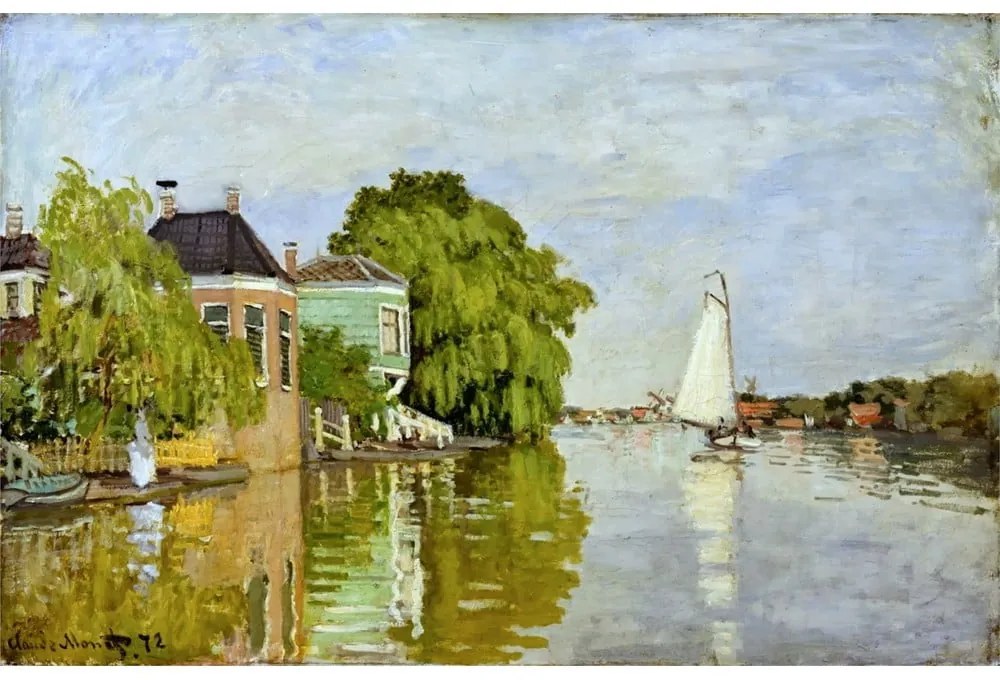 Reprodukcia obrazu Claude Monet - Houses on the Achterzaan, 90 × 60 cm