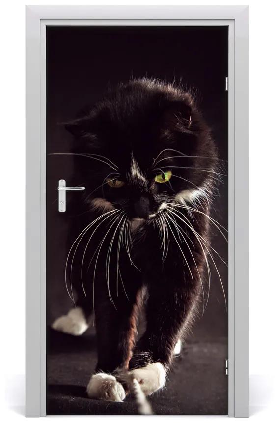 Samolepiace fototapety na dvere čierna mačka 85x205 cm