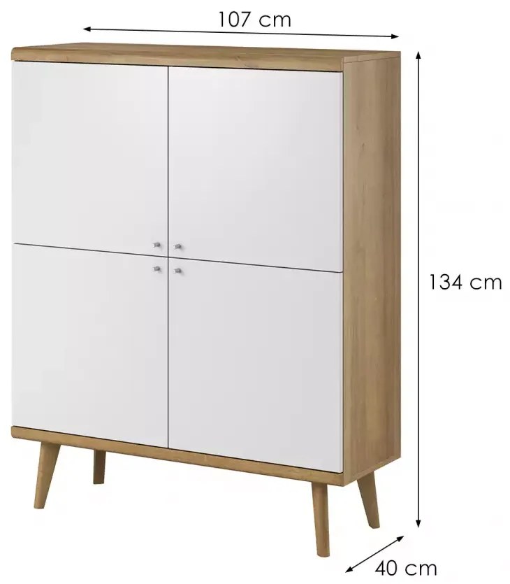 Komoda Primo 107 cm dub Riviéra/biela
