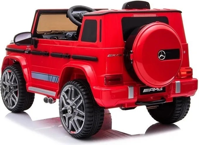 LEAN CARS Elektrické autíčko Mercedes G63 AMG červené, LED, MP3